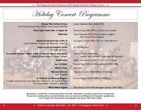 2015 SAO Holiday Concert Programme