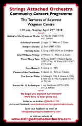 Programme, Community Concert at Baycrest, April 22, 2018