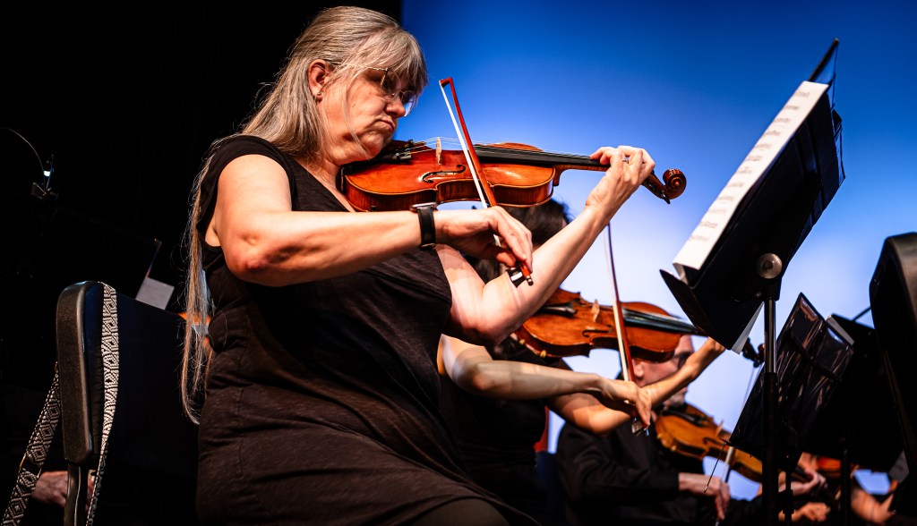 Close-up of a violinist playing