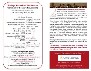 Cover of the programme for the community concert at Grenadier Retirement Residence, April 26, 2015