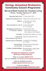 Programme cover, Bernard Betel Centre, February 21, 2016