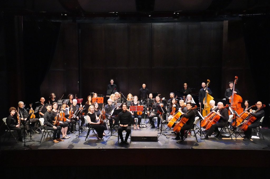 The full orchestra on the Al Green Theatre stage
