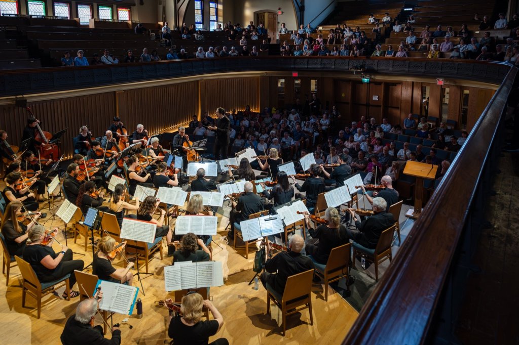 The orchestra seen from above at the 2024 Season Finale