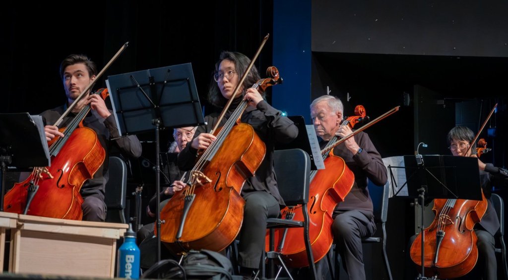 Cellists in performance at the 2024 Holiday Concert